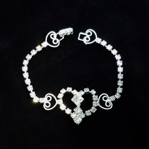 Vintage Rhinestone Heart Statement Set - Picture 2 of 5
